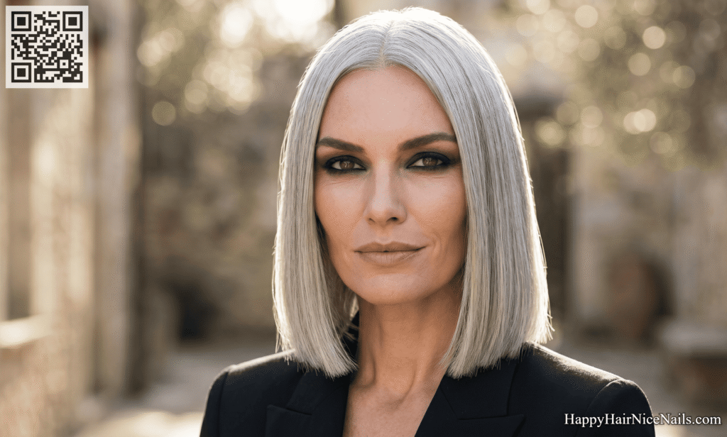 Silver Blunt Bob Hairstyles for Mature Hair