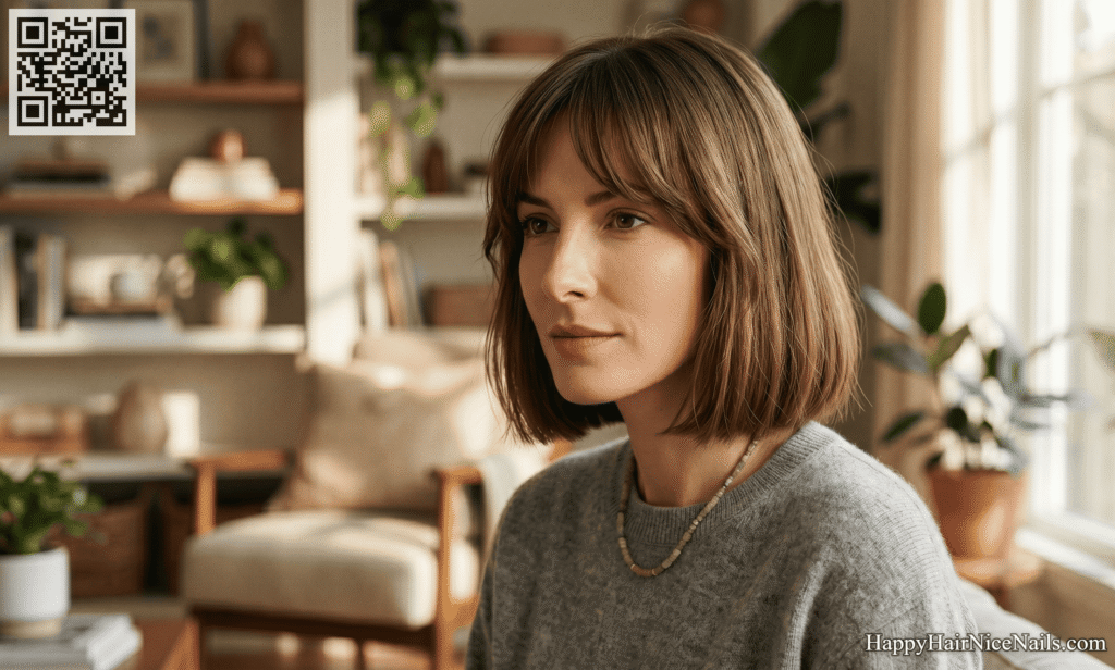 Blunt Bob Hairstyles with Curtain Fringe