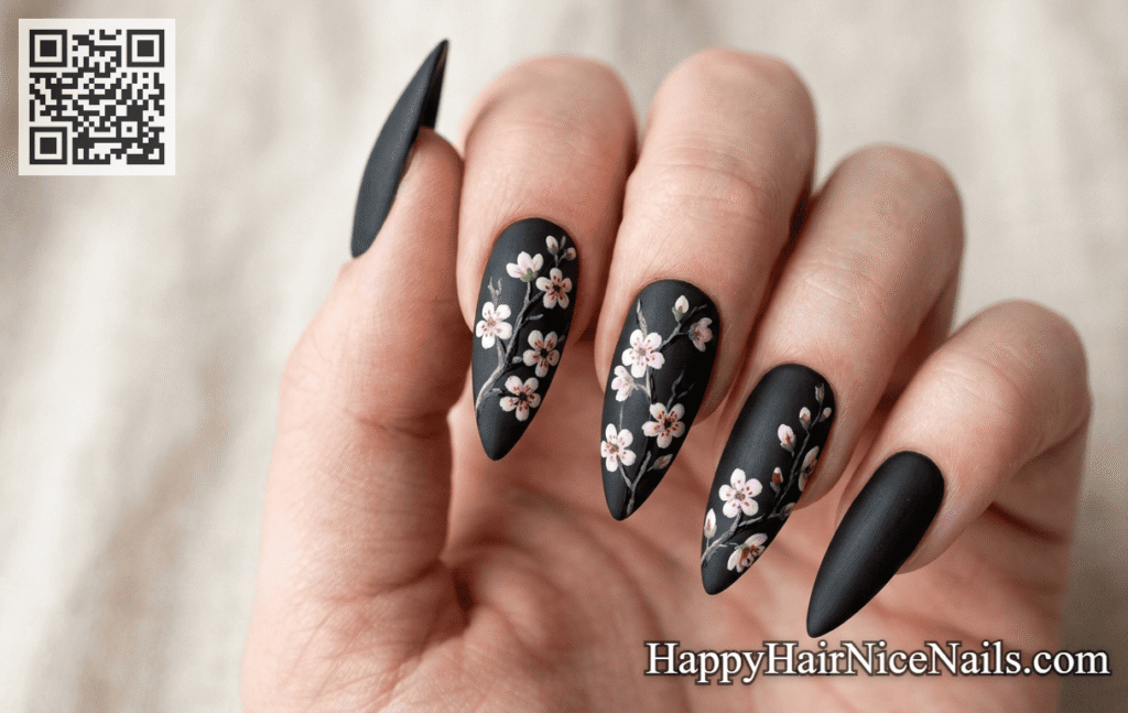 Matte Floral Spring Nails