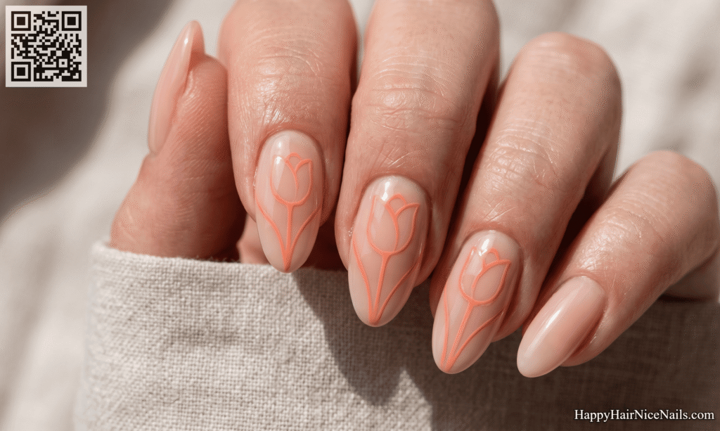 Chrome with hand-painted art Floral Spring Nails