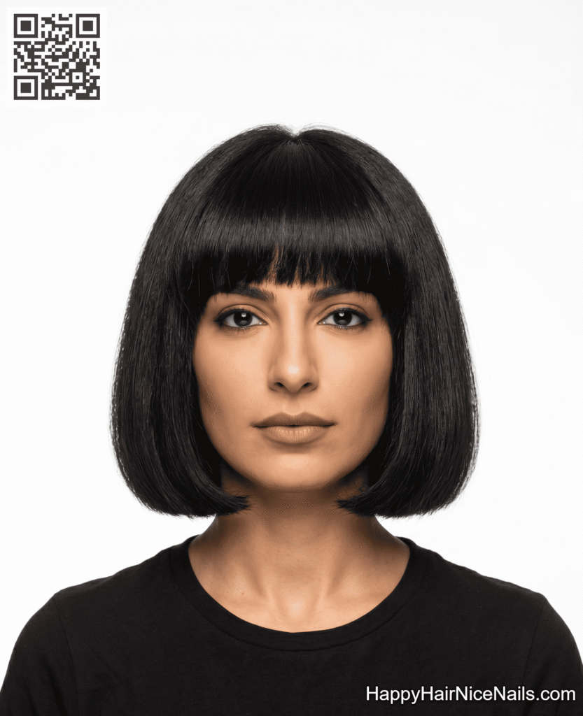 The French Bob with Blunt Fringe on Thick Hair