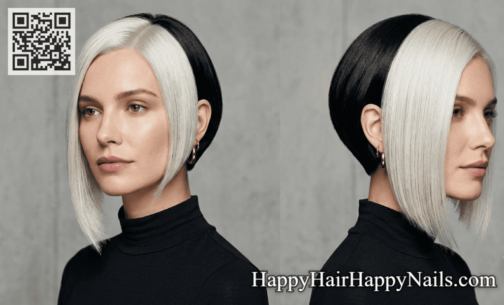 Bold Blunt Inverted Bob Hairstyles with Color Block
