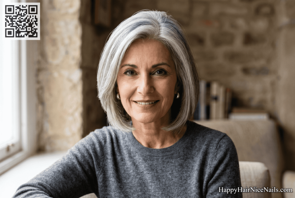 Graduated Italian Bob on Natural Grey Hair