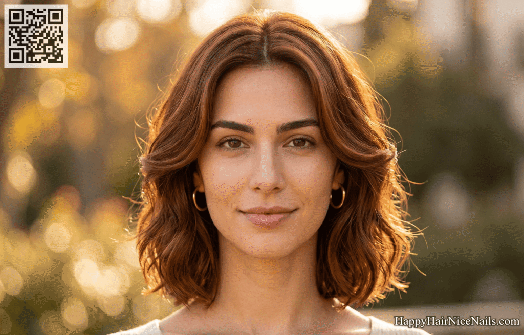 centre-parted Italian bob with curtain layers