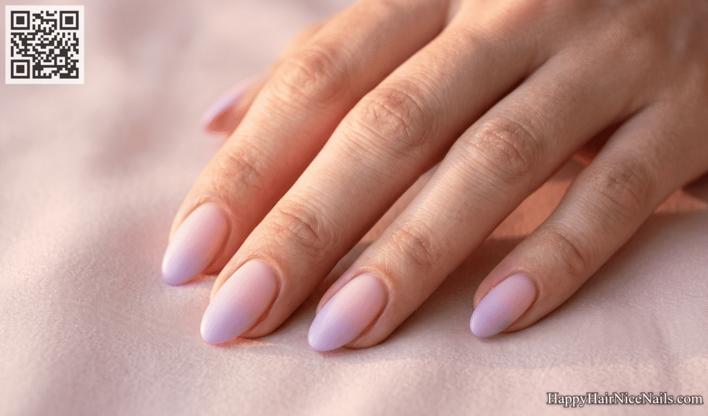 Pink Spring Nails in a French Ombre With Lavender Tips