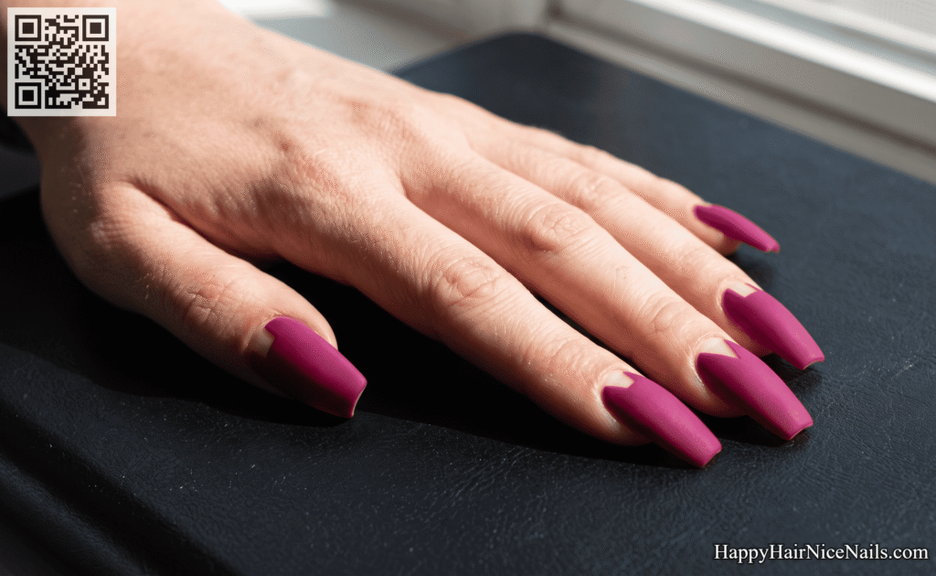 Bold Magenta Pink Spring Nails With Matte Cutouts