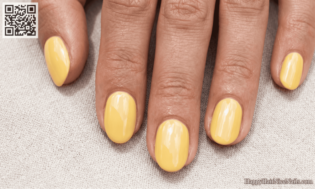 Short Spring Nails with a Buttercup Yellow Base