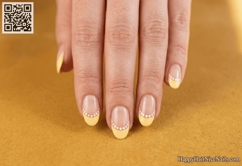 . Butter Yellow Spring French Tips with Dotticure Details
