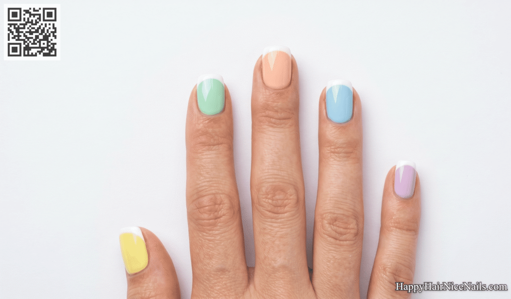 Bright White Spring French Tips with Color-Block Base