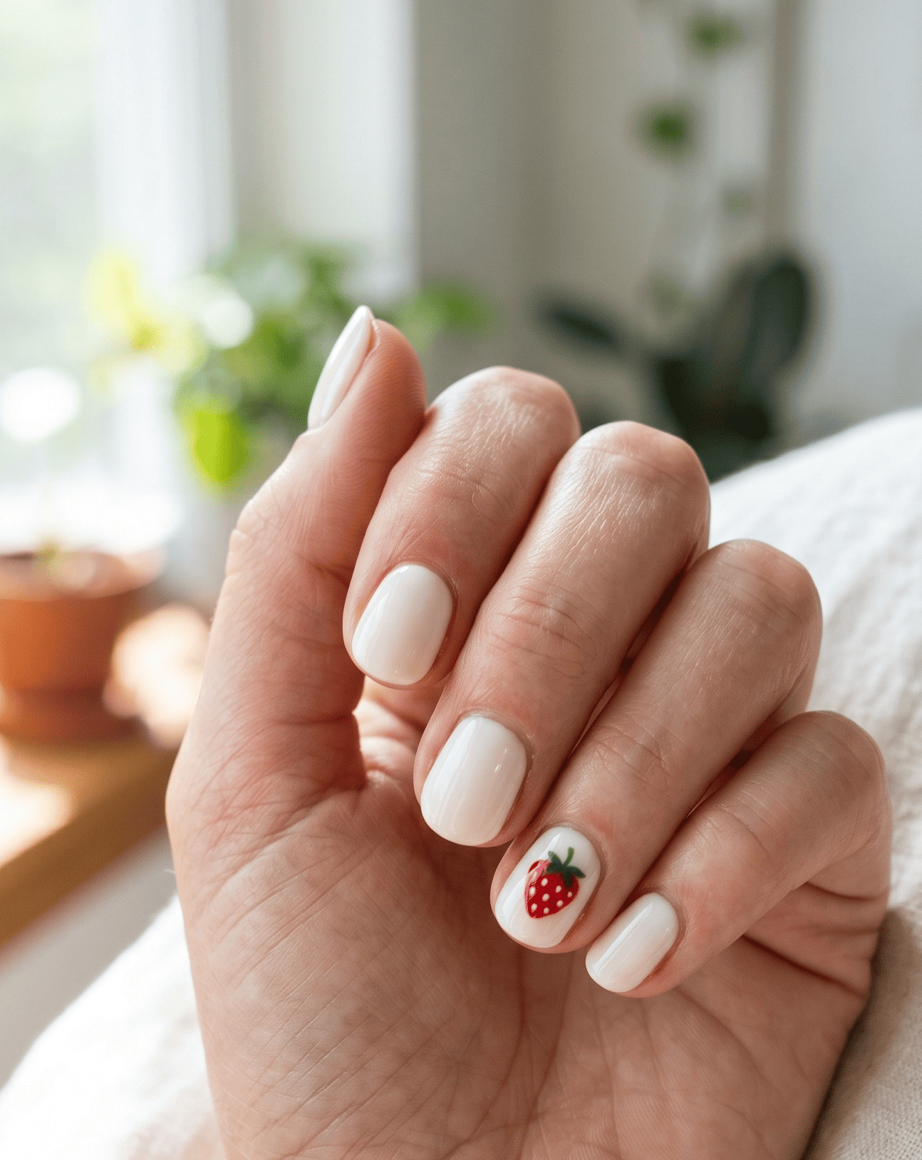 Tiny Strawberry Nail Art