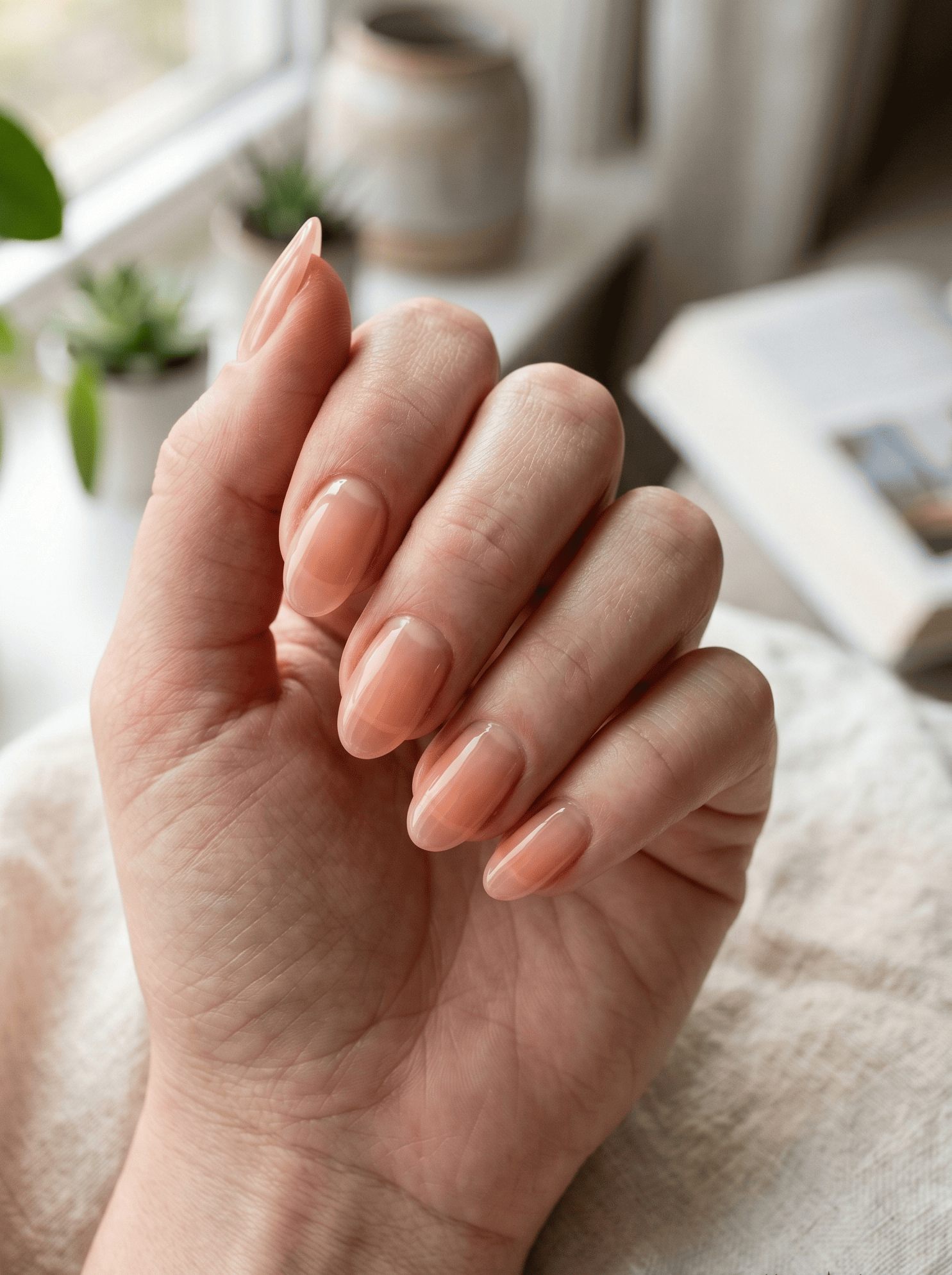 Sheer Peach Jelly Spring Nails