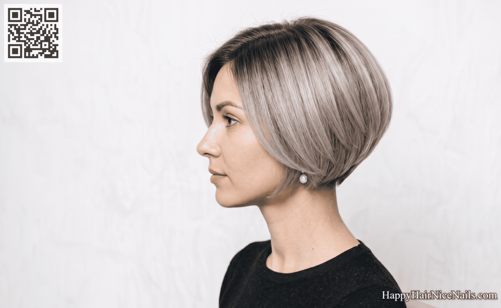 Ash Blonde Stacked Bob Hairstyles With Root Shadow