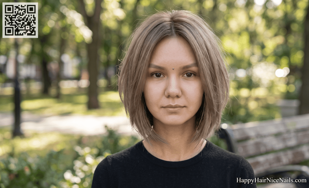 Stacked Bob Hairstyle With Wispy Ends and Natural Texture