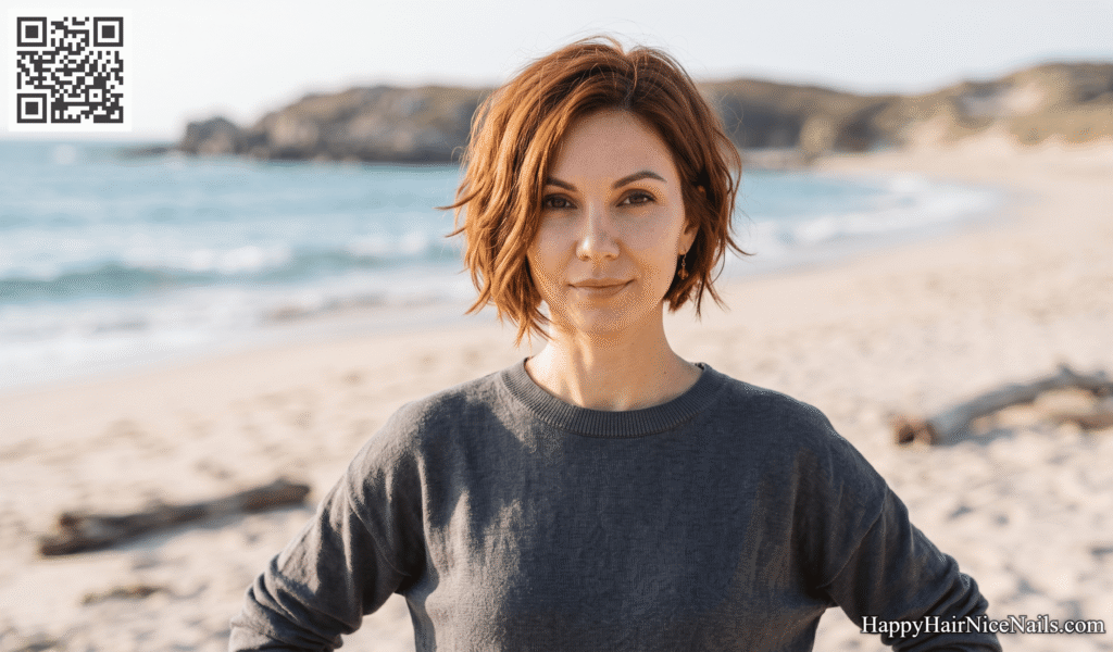 Textured Stacked Bob Hairstyles With Salt Spray Finish