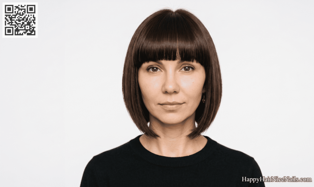 Stacked Bob Hairstyles With Blunt Fringe