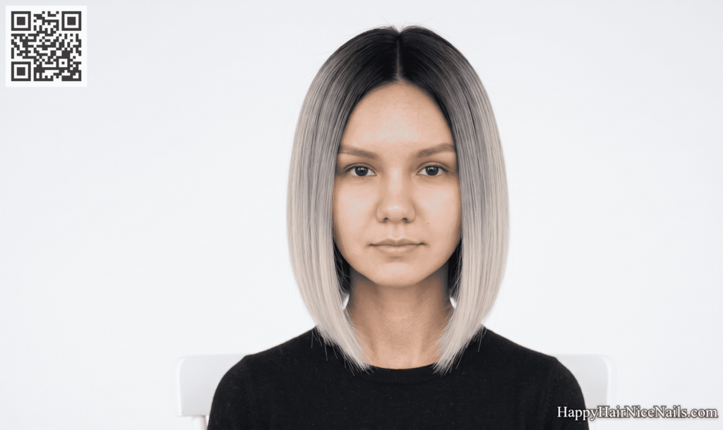 Ombre Stacked Bob Hairstyle With Dark Roots and Light Ends