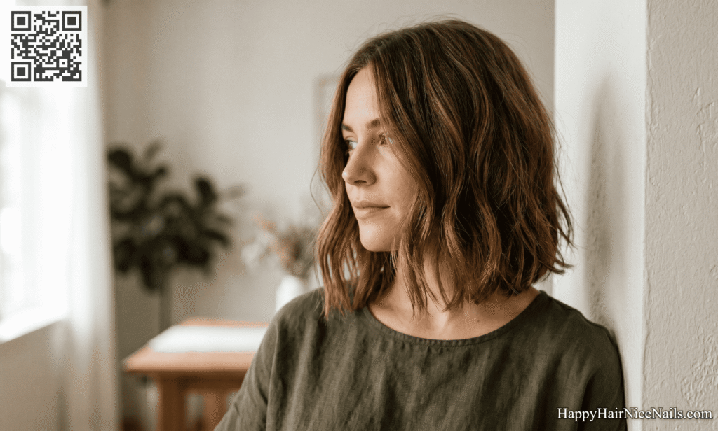 Grown-Out Blunt Textured Bob Hairstyle