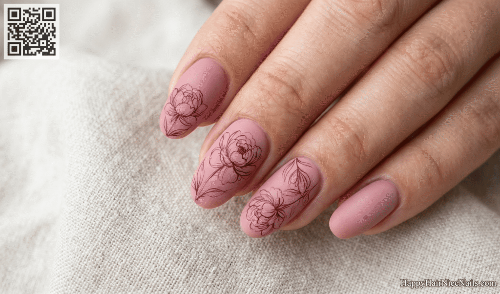 Matte Floral Spring Nails