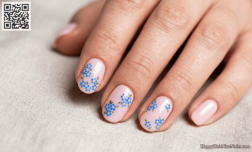 Glossy Floral Spring Nails