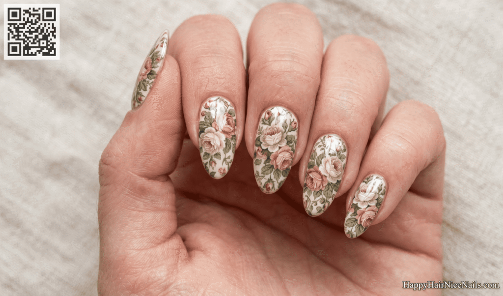  Glossy Floral Spring Nails