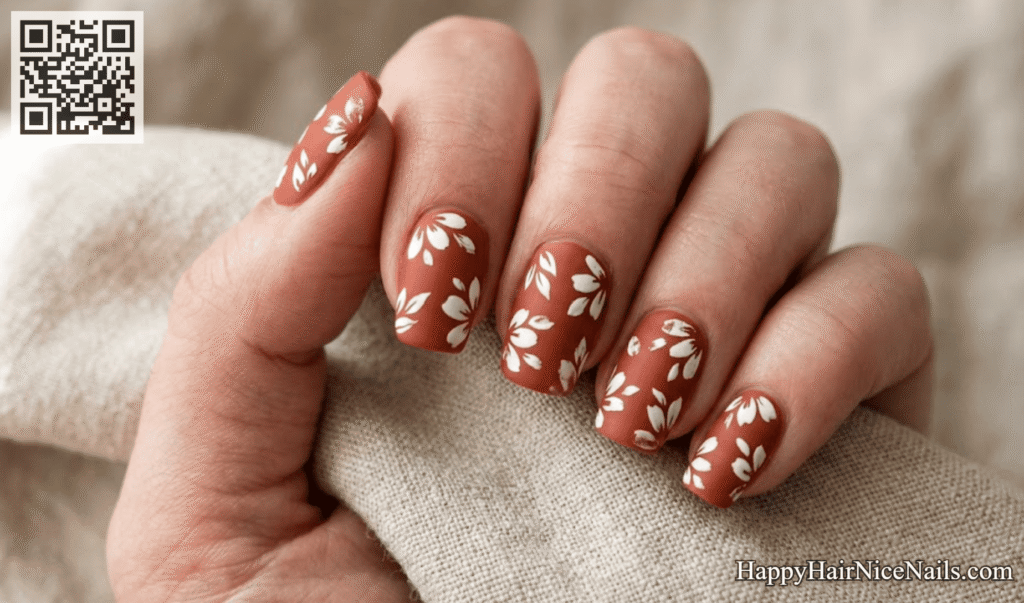 Matte Floral Spring Nails