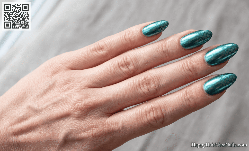  Mermaid Scale Chrome Beach Nails