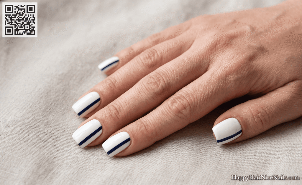 Nautical Navy Stripe Beach Nails