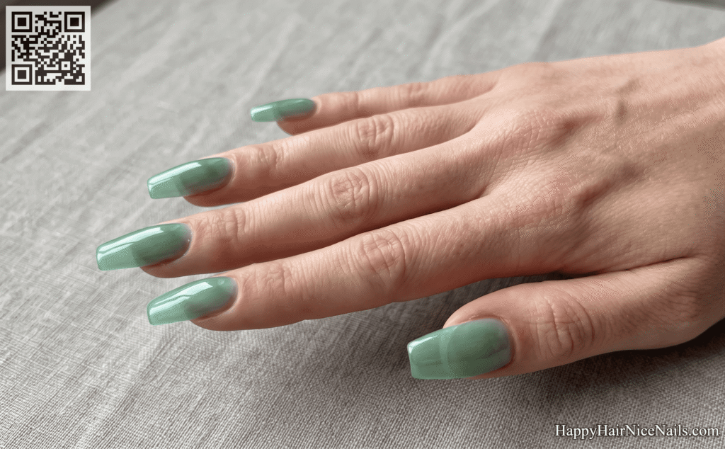 Sea Glass Green Jelly Beach Nails