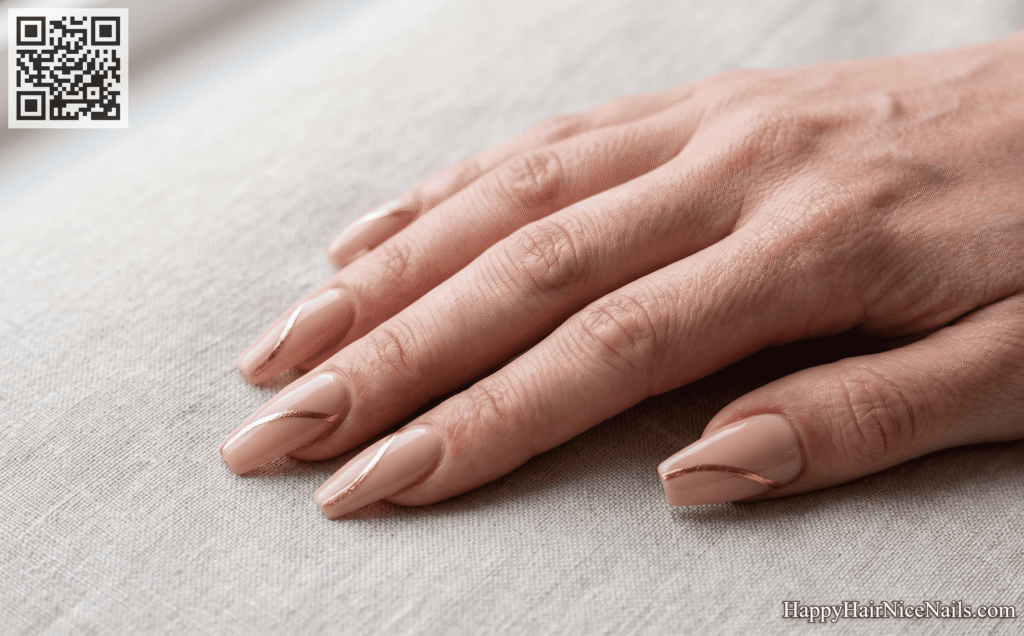 Rose Gold Wave Line Nails