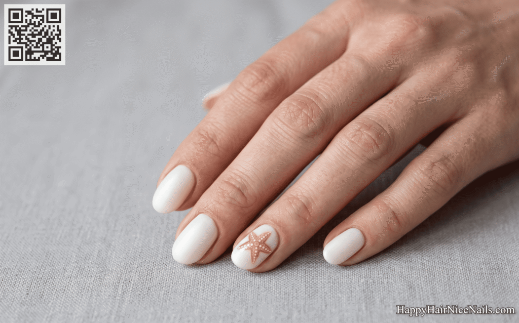 Hand-Painted Starfish Beach Nails