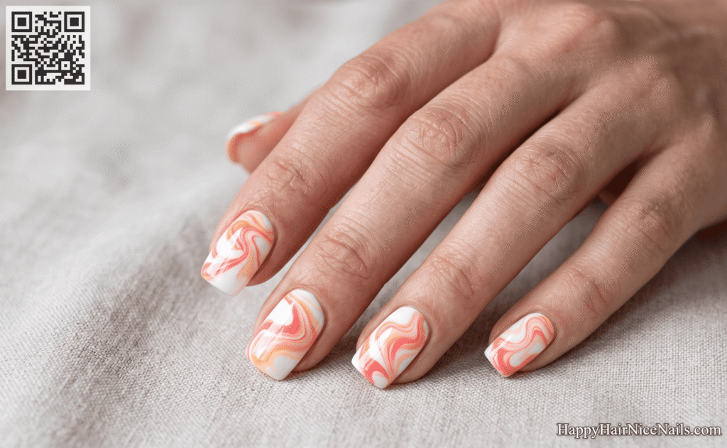 Coral Reef Marble Beach Nails
