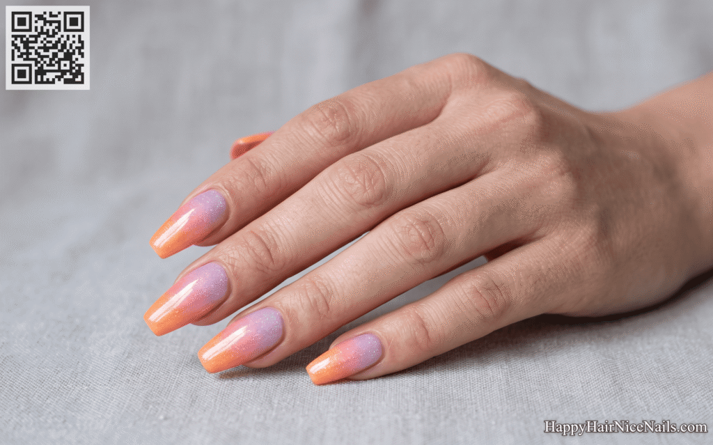 Golden Sunset Gradient Beach Nails