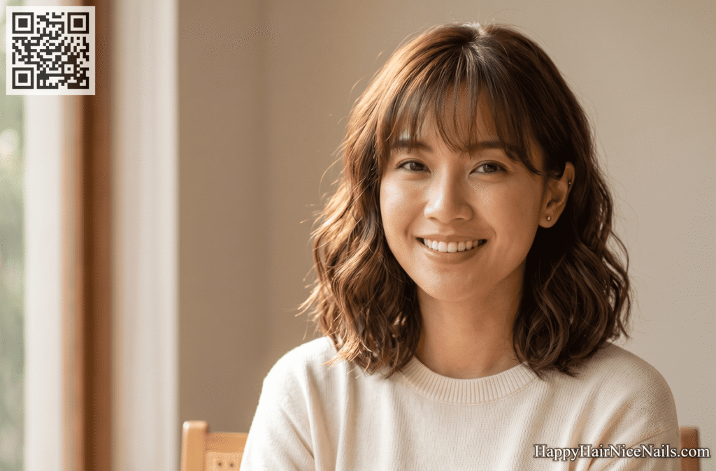 Blunt Lob Hairstyles with Wispy Curtain Bangs