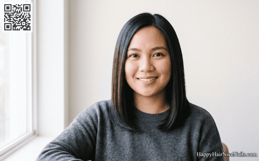Blunt Lob Hairstyles for Round Faces with Angled Ends