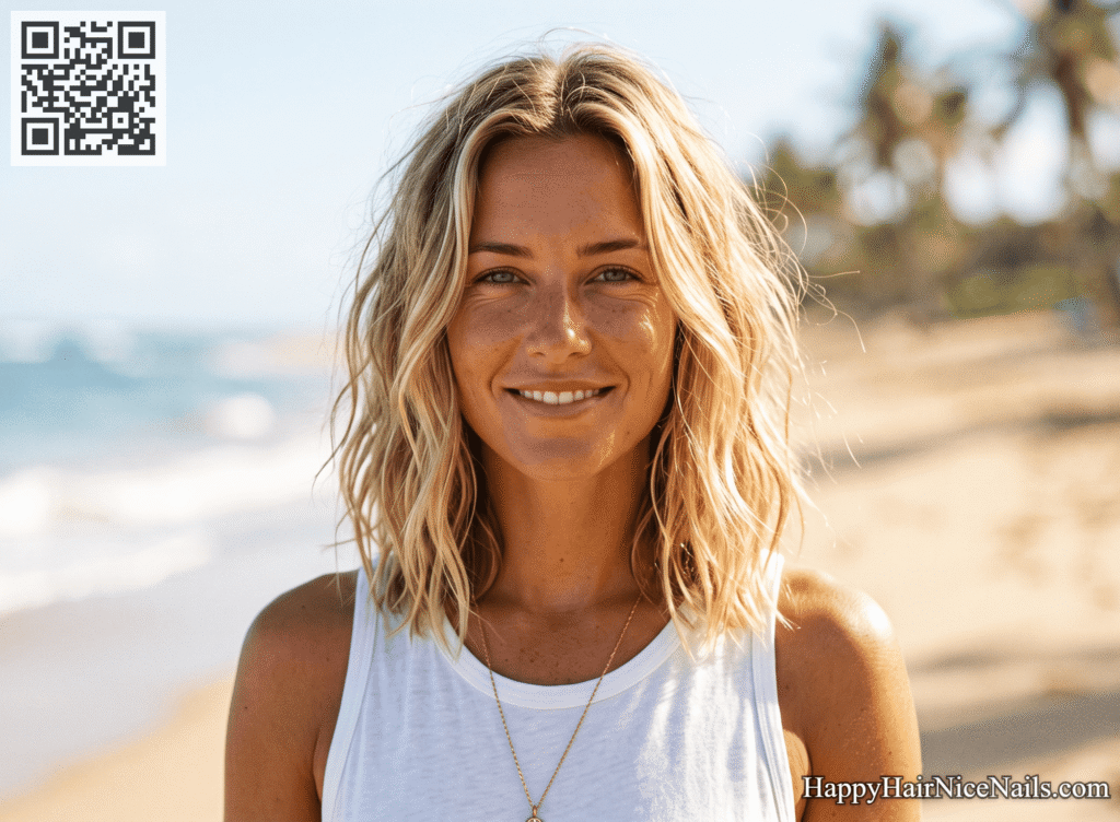Blunt Lob Hairstyles with Beach Waves