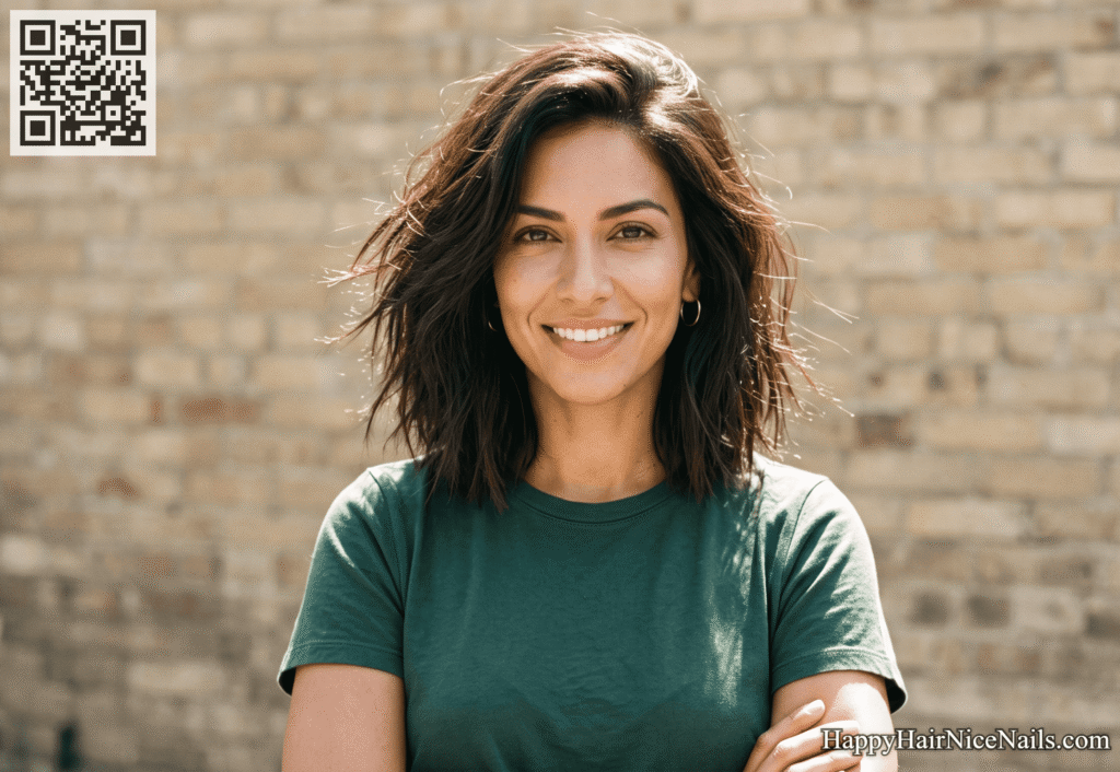 Blunt Lob Hairstyles with Choppy, Textured Ends