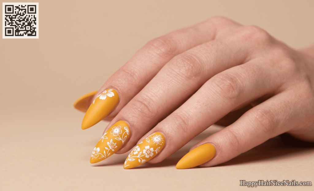 Marigold Yellow Stamped Florals