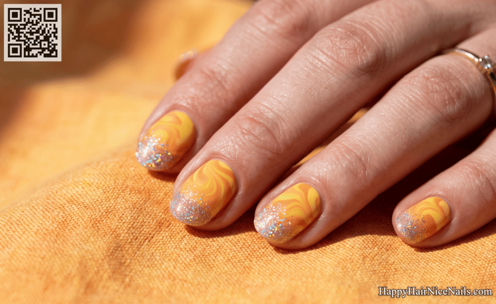  Citrus Swirl with Glitter Tips
