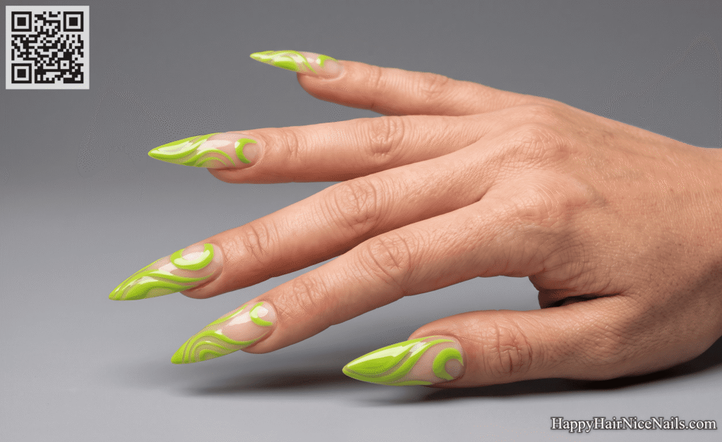 Lime Green Negative Space Swirls