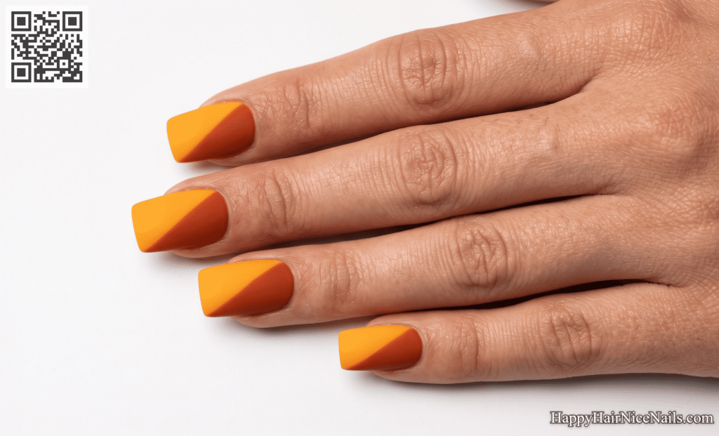 Mango Orange Color-Block Nails