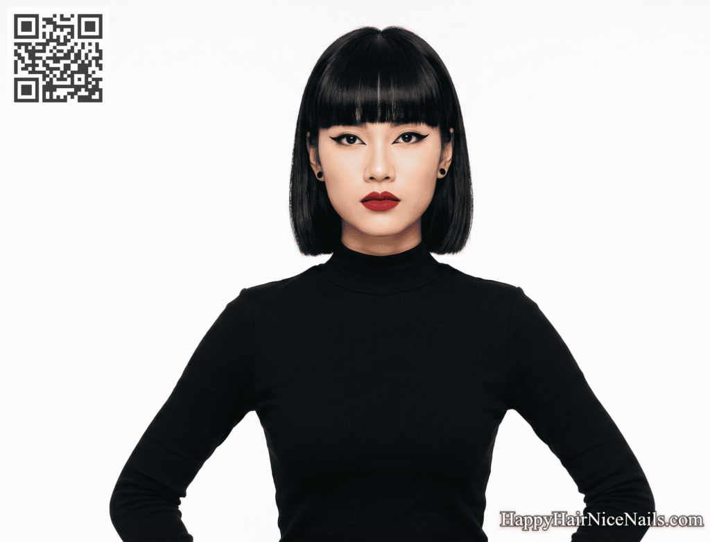 Chin-Length Bob Hairstyles with Blunt Fringe