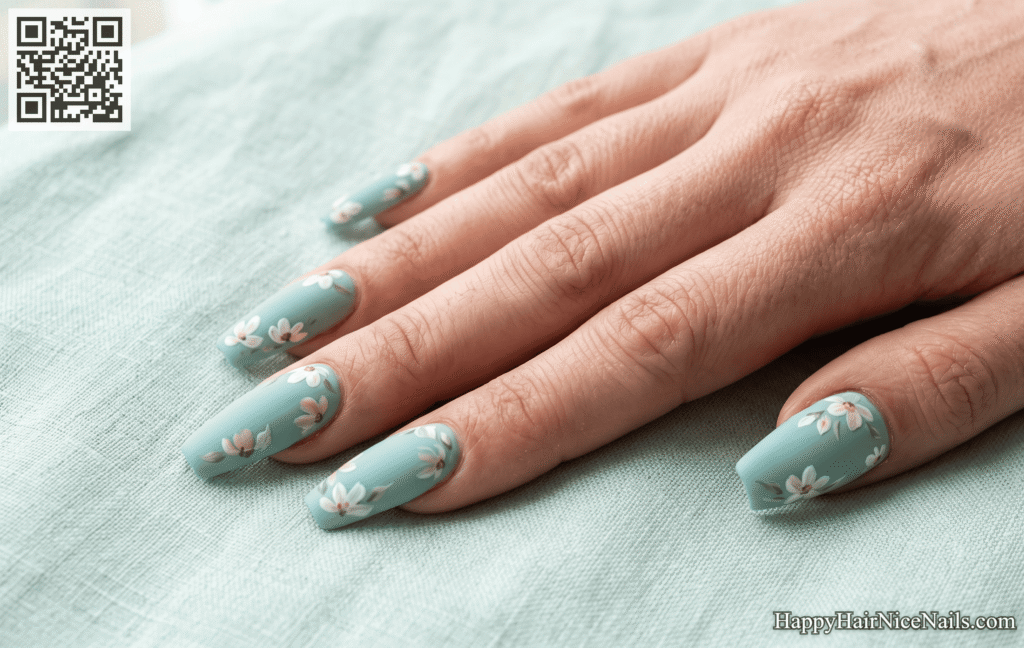 Hand-Painted Floral Nails