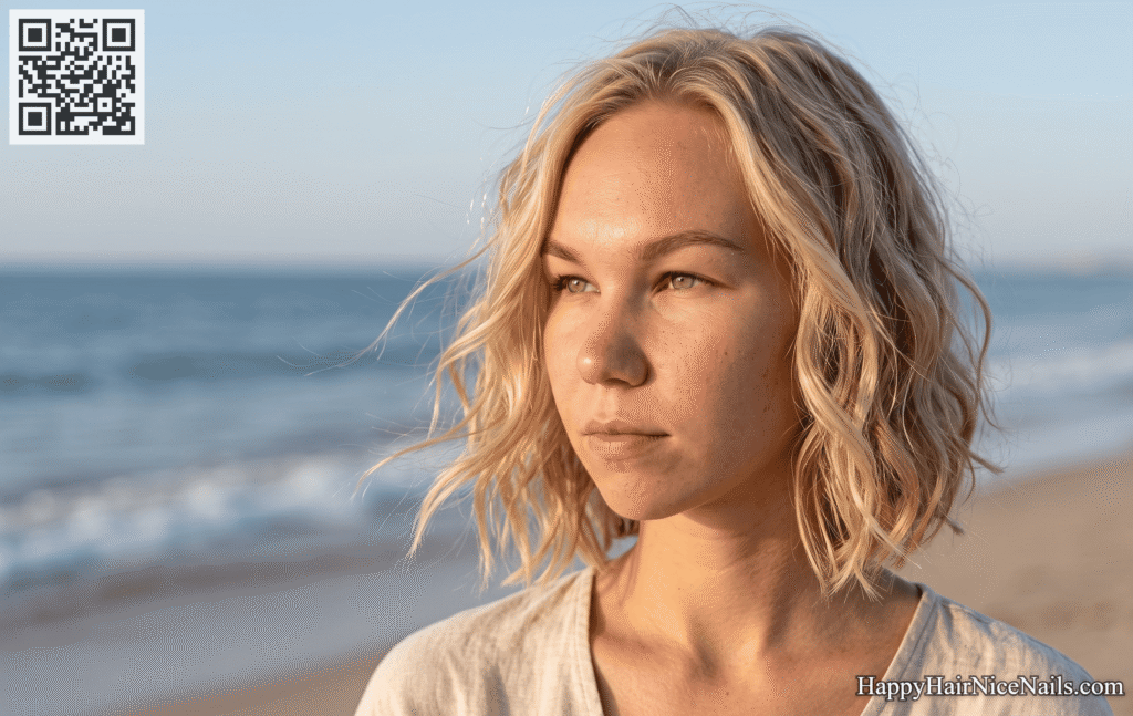 Beachy Wavy Bob Hairstyle for Fine Hair