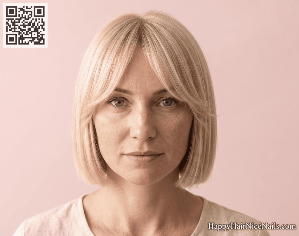 Blunt Bob Hairstyle for Fine Hair With Curtain Bangs