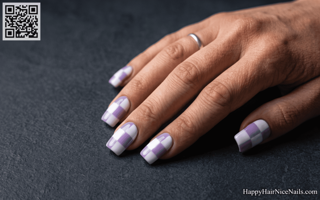 Checkerboard Lavender Nails