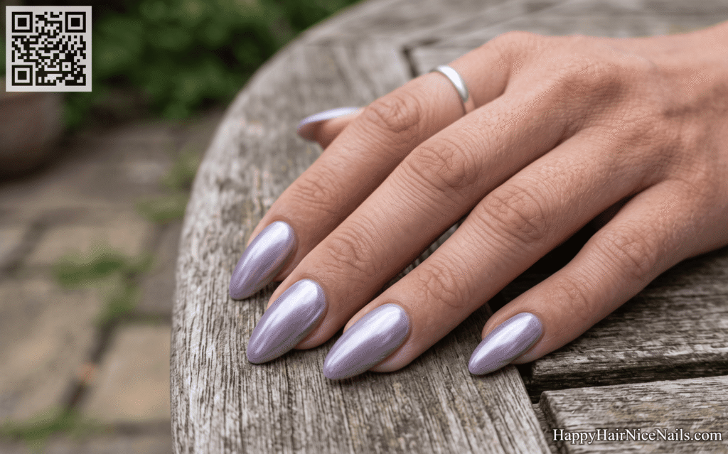. Lavender-Grey Chrome Lavender Spring Nails