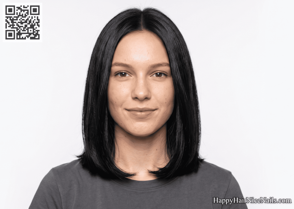Flat-ironed with a slight bend at the ends Layered Lob Hairstyles