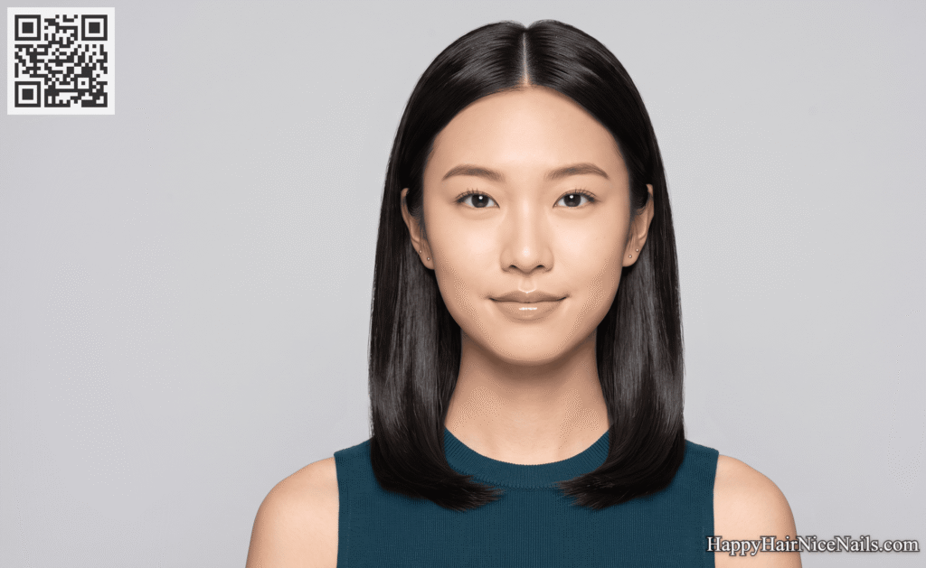 Sleek Ironed Lob — Polished, Elongating Lob Hairstyles for Round Face Types