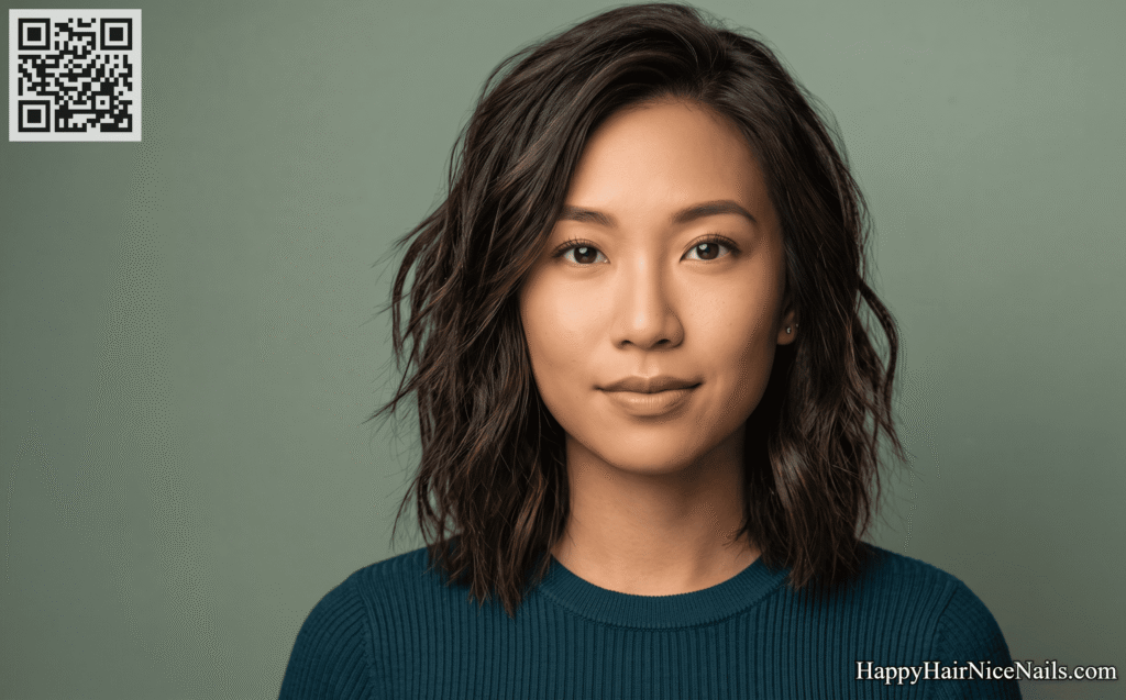 Piecey Textured Lob — A Defined, Separated Lob Hairstyle for Round Face Structure