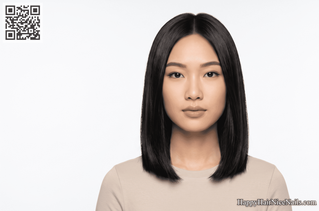 Blunt Ends With Interior Texture — Thick, Structured Lob Hairstyles for Round Face
